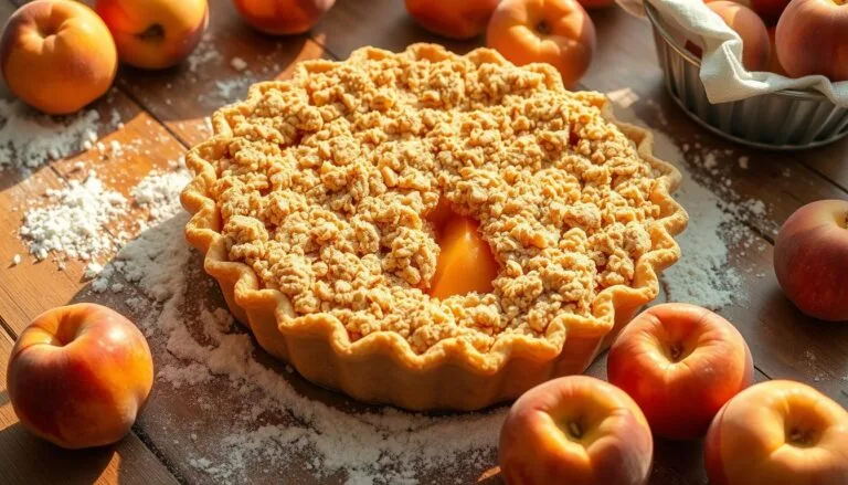 peach pie with crumb topping