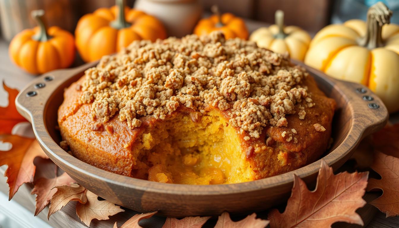 pumpkin dump cake with spice cake mix